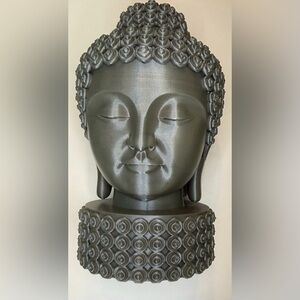 Elegant Gray Buddha Head Sculpture